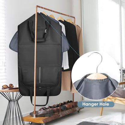 BALEINE Travel Garment Bag, Travel Suit Bag for Men, Water Resistant Carry on Garment Bag for Hanging Clothes, Garment Duffel Bag for Travel Business (Pure Black-Convertible) - color: Pure Black-Convertible