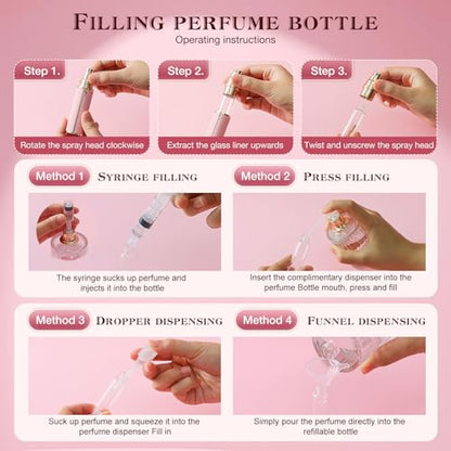kuangre 10ml Atomizer Perfume Spray Bottle, Empty Cologne Dispenser, Portable Sprayer Travel Essentials for Many Scenes Gifts. - color: Pink-10ml