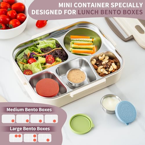 SANEXC 8 Pack - 1.6 Oz Small Salad Dressing Containers To Go, Leakproof Condiment Containers with Lids Reusable Stainless Steel Sauce Cups for Lunch Boxes Kitchen Storage Picnics Travel Meal Prep - color: 1.6 OZ-Multicolor