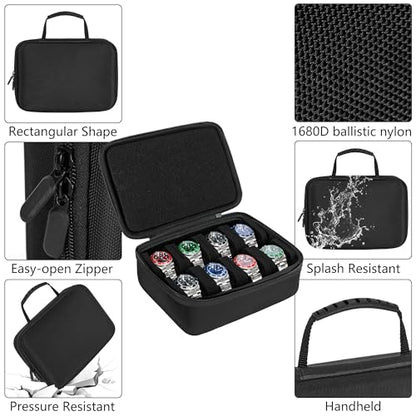 8 slots watch storage box, portable hard watch travel box, watch storage display storage box, padded watch portable box for watches - size: 8 Slots