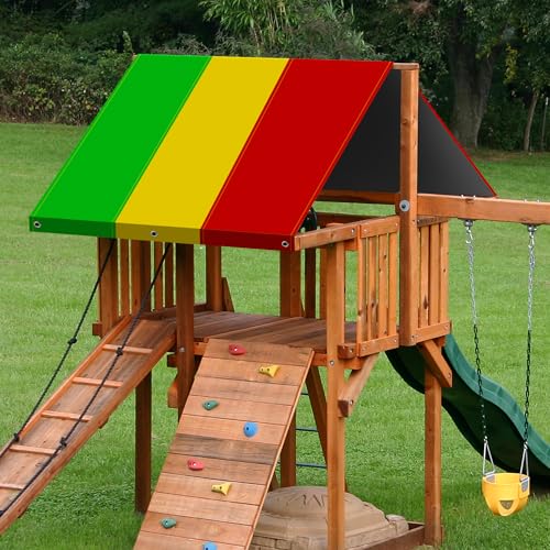 Alpurple Swing Set Replacement Tarp- 52" x 90" Kids Playground Roof Canopy, Replacement Sunshade Waterproof Trap Cover for Children Outdoor Sunproof (Green Yellow Red) - color: Green Yellow Red