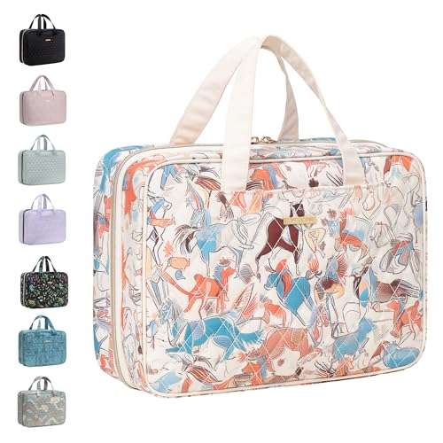Everfun Travel Toiletry Bag with Hanging Hook and Leakproof Wet/Dry Compartments, Large Capacity Makeup Cosmetic Organizer for Women, 12x9x4.5 Inch, Animal lmprint - color: Animal lmprint, size: Large