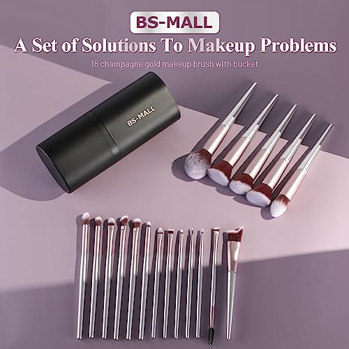 BS-MALL Makeup Brush Set 18 Pcs Premium Synthetic Foundation Powder Concealers Eye shadows Blush Makeup Brushes with black case - color: C-Purple