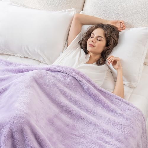 Berkshire Blanket Classic Extra-Fluffy™ Plush Blanket Twin Size, Soft Fuzzy Fluffy Long Hair Blanket for Couch Sofa Bed, Pastel Lilac Purple, 60x92 Inches - color: Pastel Lilac, size: Twin/Twin XL