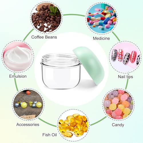 MUIIGOOD 5Pcs 20ml 10ml Small Leak Proof Mini Travel Jars, Travel Containers for Creams with Lids and Labels, Travel Bottles Lip Balm Cosmetic for Jewelry Case Toiletries Moisturizer Plastic Jar