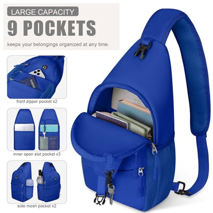 Pritent Crossbody Bags for Women Men Trendy Sling Bag Backpack Casual Chest Bag with Convertible Shoulder Strap - color: Royal Blue, size: Medium