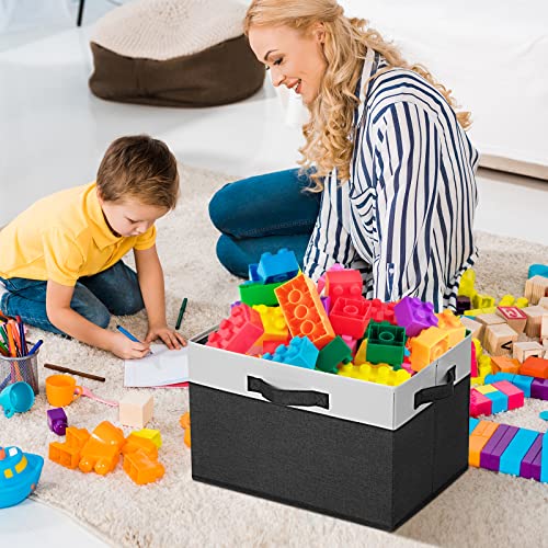 GhvyenntteS Large Storage Baskets for Shelves 3 Pack, Collapsible Fabric Storage Bins with 3 Handles, Decorative Closet Organizers and Storage bins for Clothes Blanket Beddings (Black, 15"x11"x9.6") - color: Black & White, size: Large-3 Pack