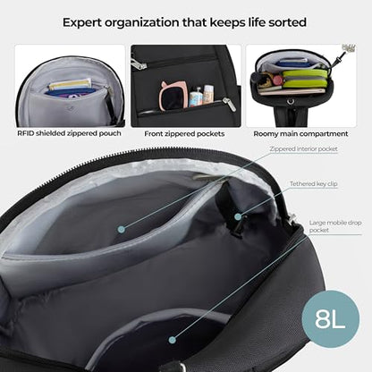 Travelon Anti-Theft Classic Convertible Sling Backpack - color: Black