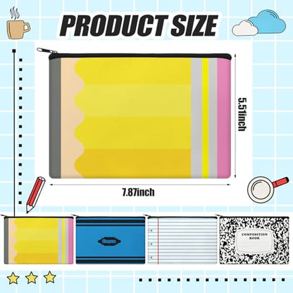 16 Pcs Teacher Appreciation Gifts Bulk Teacher Pencil Pouch Survival Kit Makeup Bags Thank You Gifts in Bulk Pencils, Crayons, Notebooks Designs Pencil Pouch Canvas 9 x 6 Inch