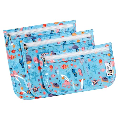 HIONXMGA TSA Approved Toiletry Bag, Set of 3 Clear Travel Toiletry Bag Quart Size Zipper Travel Pouch, Waterproof Makeup Cosmetic Bag for Women Men Kids Toiletries Carry on, Marine - color: Marine, Mixed Sizes