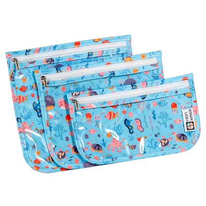 HIONXMGA TSA Approved Toiletry Bag, Set of 3 Clear Travel Toiletry Bag Quart Size Zipper Travel Pouch, Waterproof Makeup Cosmetic Bag for Women Men Kids Toiletries Carry on, Marine - color: Marine, Mixed Sizes