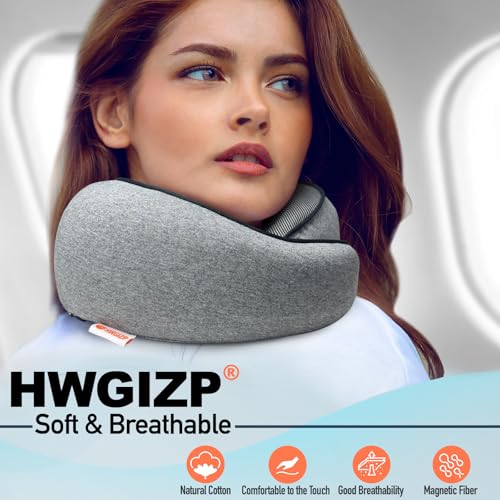 Travel Pillow | High-Density Memory Foam Pillow with 360° Surround Support. Ergonomically Designed. Ideal for Airplane Travel and Home Use. - color: Dark Gray