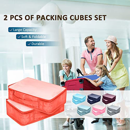 Packing Cubes Set, 2 Pcs Packing Organizers Set for Suitcases (Watermelon red) - color: Watermelon red