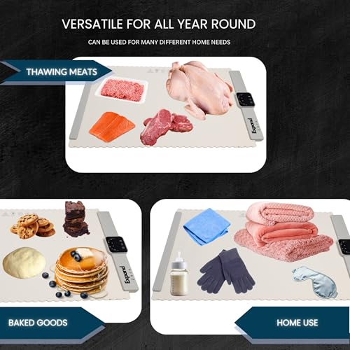 FOOD WARMING MAT, Electric Portable Silicone Warming Plate, Roll Up Heating Tray for Food, 5 Heat Levels, 24x15.7, (White)