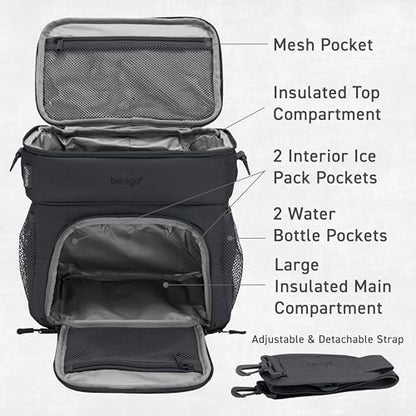Bentgo Prep Deluxe Insulated Multimeal Bag - Lunch Box Bag, Holds 5 Meals, Premium Insulation up to 8 Hrs, Durable, Water-Resistant - Large Capacity For Adult Meal Prep (Dark Gray) - color: Dark Gray