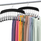MEILIDY Leggings Hangers, Wooden Closet Hanging Leggings Storage Organizer Scarf Hangers with 24 Clips, 360° Swivel Hook, Black, 2 Pcs - color: Black