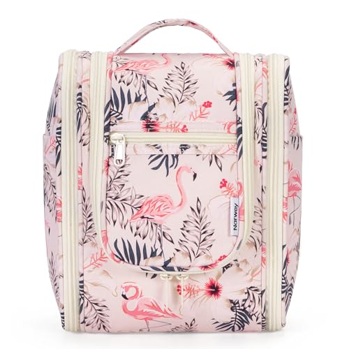 Narwey Small Hanging Toiletry Bag Women Travel Makeup Bag Organizer Toiletries Bag for Travel Size Essentials Accessories Cosmetics(Medium, Beige Bird) - color: B-Beige Bird, size: Medium