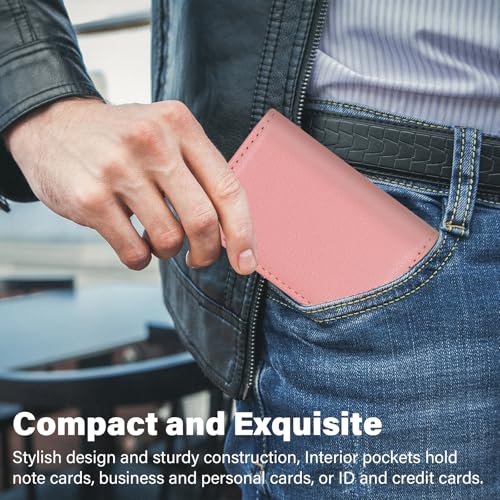 Business Credit Card Holders, Magnetic Sealing Anti Drop, PU Leather Debit Card Protector Organizer Case (Rose Pink) - color: Rose Pink