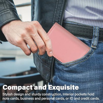 Business Credit Card Holders, Magnetic Sealing Anti Drop, PU Leather Debit Card Protector Organizer Case (Rose Pink) - color: Rose Pink