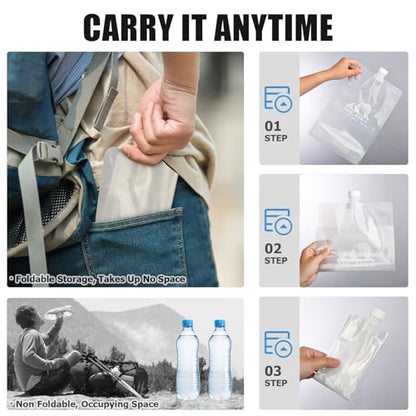 Ancable 64oz Collapsible Water Bottles, 6-Pack Reusable Travel Foldable Water Bottles for Hiking Camping Running Bike, BPA-Free Water Bottle - color: Clear x 6, size: 64 Ounces