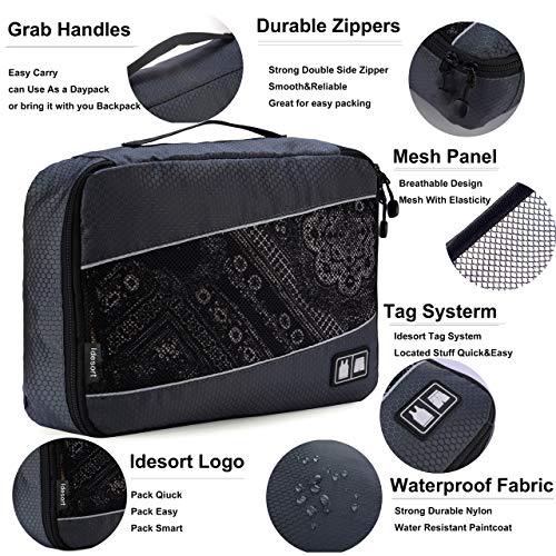 Packing Cubes Luggage Bags Organizer Durable Travel Accessories With Clothing Label - color: 8 set - Grey/Rose