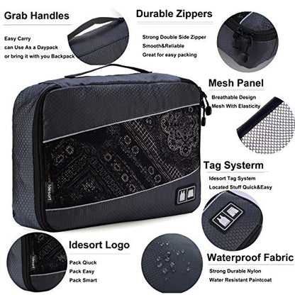 Packing Cubes Luggage Bags Organizer Durable Travel Accessories With Clothing Label - color: 8 set - Grey/Rose