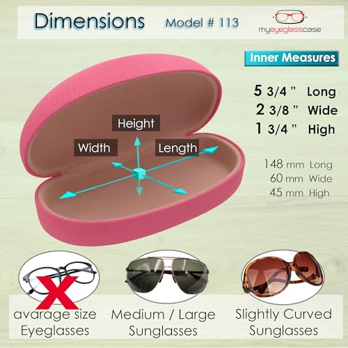 MyEyeglassCase Hard Sunglasses case - Women Glasses Case Holder - Large Durable Eyeglass Case Hard Shell with Pouch & Cloth - color: Pink Distressed