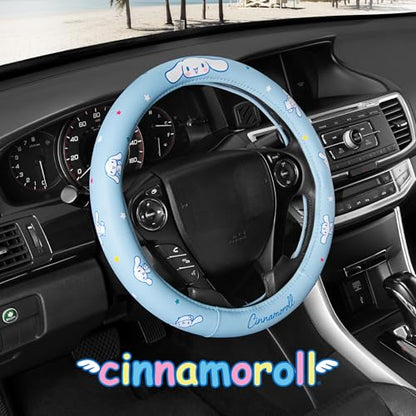 Sanrio Cinnamoroll Car Trunk Organizer, Steering Wheel Cover, Air Freshener & Refill – Cute, Collapsible, Heavy-Duty Storage & Car Accessories for Groceries, Tools, Travel – 12.5"L x 12.5"W x 9"H - style: Pack Cinnamoroll
