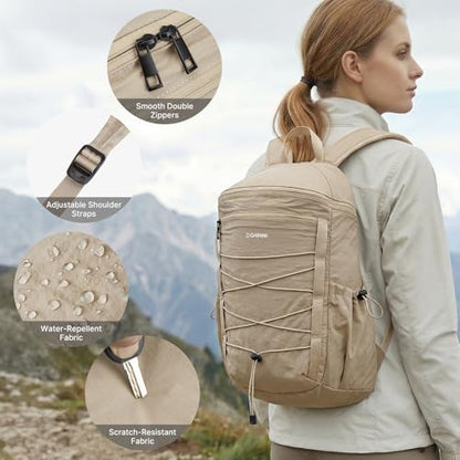 G4Free Hiking Backpack for Women Men 20L Lightweight Travel Backpacks Daypack Outdoor Daily Camping, Khaki - color: Khaki