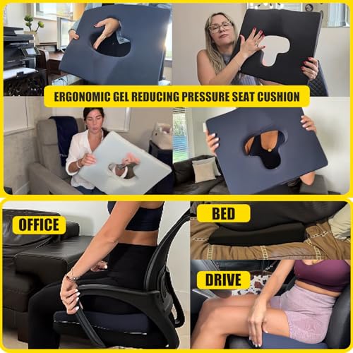 Gel Wheelchair Seat Cushion,Bed Sore Cushions for Butt,Gel Cushion for Pressure Relief,Donut Pillow for Tailbone Pain Relief,Sciatica,Coccyx,hemorrhoid Pillow,Cushion for Office Chair(Blue) - color: Blue