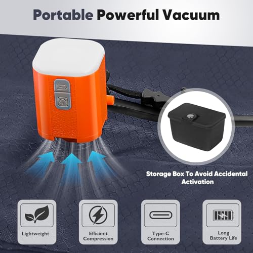 Vacuum Compression Bag with Travel Pump - Waterproof, Reusable, Hard Storage case, Portable Travel Bag Vacuum Bag Kit, Suitable for Camping, Gym, Beach, Moving (Blue Bag +Pump) - color: Blue Bag +Pump