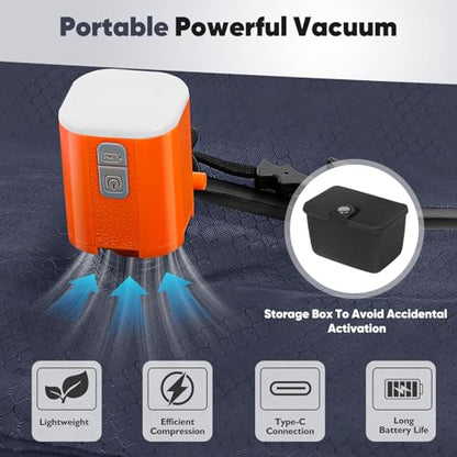 Vacuum Compression Bag with Travel Pump - Waterproof, Reusable, Hard Storage case, Portable Travel Bag Vacuum Bag Kit, Suitable for Camping, Gym, Beach, Moving (Blue Bag +Pump) - color: Blue Bag +Pump