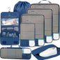 BAGAIL 4 Set/6 Set/8 Set Compression Packing Cubes Travel Accessories Expandable Packing Organizers(HalfMesh,8-Navy) - color: 8-Navy, style: Half Mesh