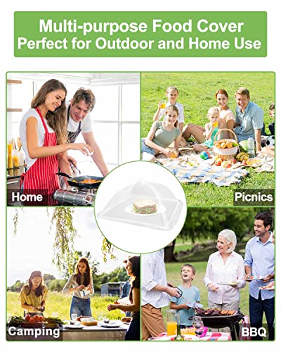 Large Food Cover,6 Pack Mesh Food Tent,17"x17",White Nylon Covers,Pop-Up Umbrella Screen Tents,Patio Net for Outdoor Camping, Picnics, Parties,BBQ,Collapsible and Reusable - color: White