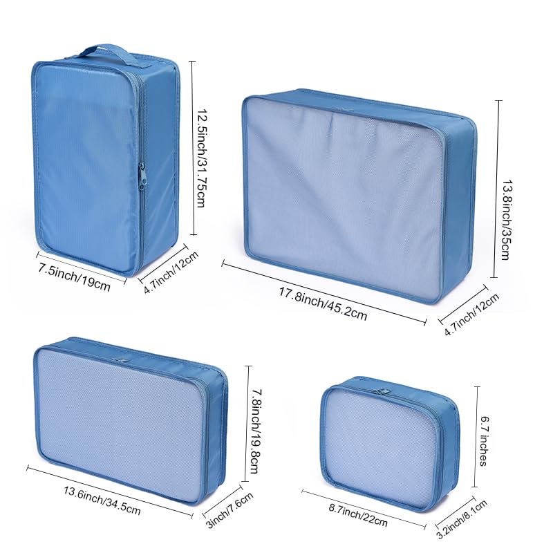 JJ POWER Travel Packing Cubes, Luggage Organizers with Shoe Bag - color: Sea Blue