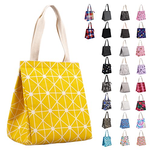 iknoe Insulated Lunch Bag for Women & Adults, 9L Foldable Wide-Open Cooler Bag with Pockets, Leakproof & Portable, for Picnic, Office, Beach(Yellow) - color: Yellow, size: Velcro Closure