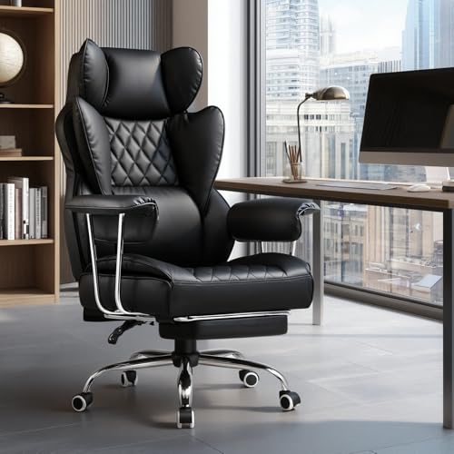 GTPLAYER Gaming Chair,Office Chair with Pocket Spring Lumbar Support, Ergonomic Comfortable Wide Office Desk Computer Chair with Outward Fixed Soft Armrests and Footrest (PU Leather, Black) - color: Black