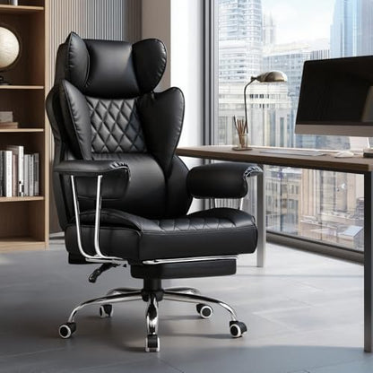 GTPLAYER Gaming Chair,Office Chair with Pocket Spring Lumbar Support, Ergonomic Comfortable Wide Office Desk Computer Chair with Outward Fixed Soft Armrests and Footrest (PU Leather, Black) - color: Black