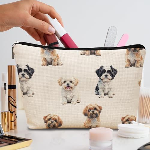 Shih Tzu Dog Makeup Bag, Shih Tzu Lovers Gifts Cosmetic Bag for Women, Dog Mom Lovers Owner Gifts for Women Christmas, Pet Lover Gift Zipper Travel Makeup Pouch for Purse - color: shih tzu