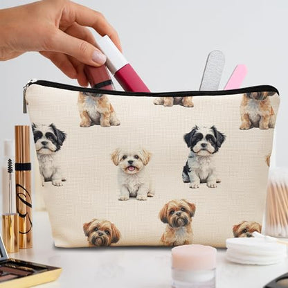 Shih Tzu Dog Makeup Bag, Shih Tzu Lovers Gifts Cosmetic Bag for Women, Dog Mom Lovers Owner Gifts for Women Christmas, Pet Lover Gift Zipper Travel Makeup Pouch for Purse - color: shih tzu