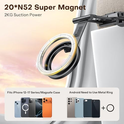 OMOTON TP02 360°Rotating for MagSafe Tripod, New Upgrade with 1/4" Screw Arca, Adjustable Magnetic Phone Tripod for iPhone 17/16/15 Pro Max Air, Foldable Selfie Stick Fits Vlog, Gym, Black Pro - color: 6-Black Pro