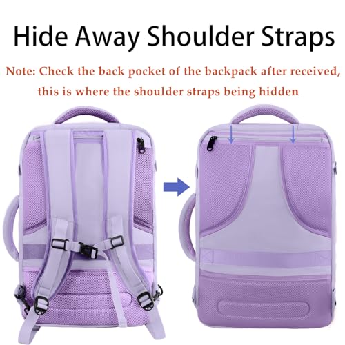 MATEIN Carry on Backpack for Women, 40L Heavy Duty Travel Backpack Airplane Approved, Expandable Simple Fashion Daypack, Frequent Traveler Gifts, Light Purple - color: Light Purple, size: X-Large