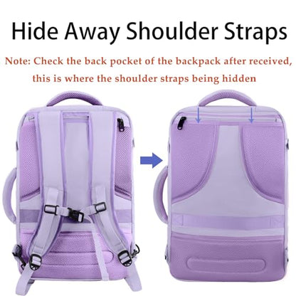 MATEIN Carry on Backpack for Women, 40L Heavy Duty Travel Backpack Airplane Approved, Expandable Simple Fashion Daypack, Frequent Traveler Gifts, Light Purple - color: Light Purple, size: X-Large