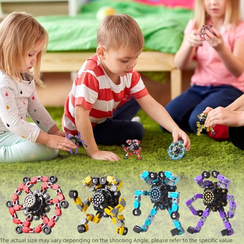 Gokeey Transformable Fidget Spinners Toys 4 Pcs for Kids and Adults Stress Relief Sensory Toys for Boys and Girls Age 8-13 Fingertip Gyros Party Favors Birthday Gifts for Teens Road Trip Travel Toy - style: fidget toys 4pc