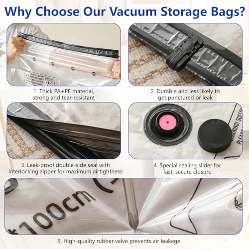 12 Pack Vacuum Storage Bags Space Saver Seal Bags for Luggage Clothes Air Tight Compression Bags for Home Storage & Travel - size: 12 pack with electric pump
