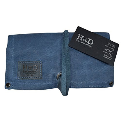 Hide & Drink, Waterproof Waxed Canvas Travel Watch Roll Organizer with 4 Slots, Easy Carry On Watchlover Storage, Handmade Travel Case, Blue Mar - color: Blue Mar