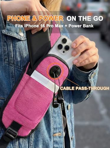 Sling Backpack for Women & Men, Crossbody Travel Bag with Water Bottle Holders, 17 Pockets, Quick-Access Phone Pocket, Hidden Security Pocket, Fits 11" Tablet, for Daily Carry, Travel, Theme Parks - color: H-violet