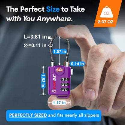 Forge TSA Approved Luggage Locks, Re-settable Combination with Alloy Body (Dark Purple 4 Locks) - color: Purple4PK