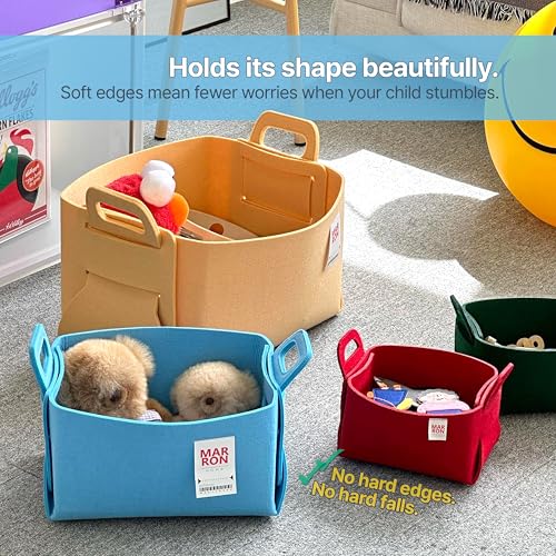 Collapsible Felt BROWN Storage Bin Medium 11"x7.1"x7.1" – Foldable Basket with Handles for Closet, Toy Storage, Laundry Room Organization, Decorative Storage Bins for Shelves, Cube Storage - color: BROWN, size: MEDIUM
