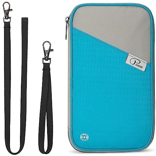 VanFn RFID Travel Passport Wallet, Family Passport Holder, Trip Document Organizer P.Travel Series - color: Blue